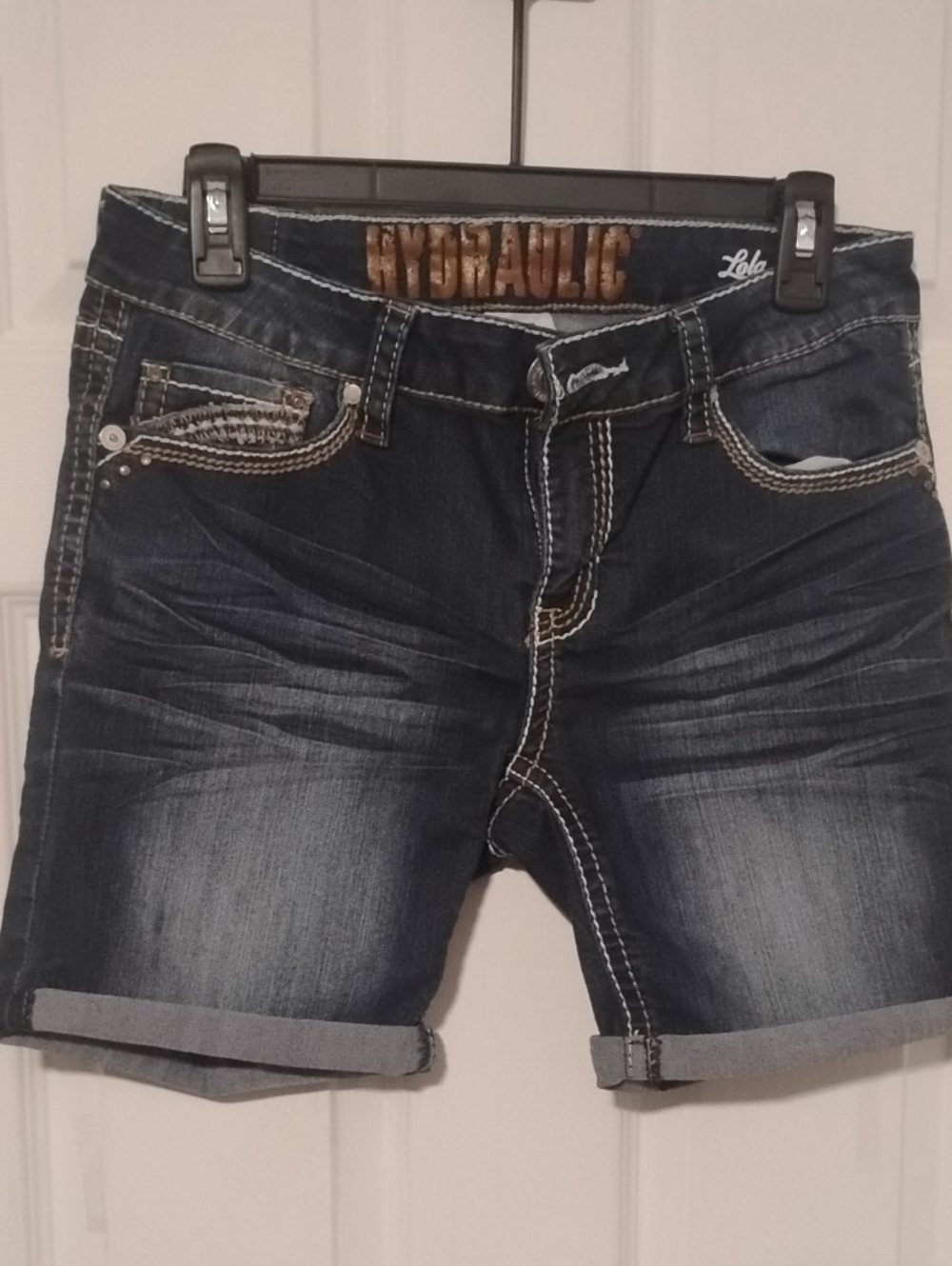 Hydraulic Women's Dark Blue Washed Denim Roll Cuff Shorts Size 9/10